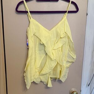 Yellow Ruffle Spaghetti Strap Women's Top